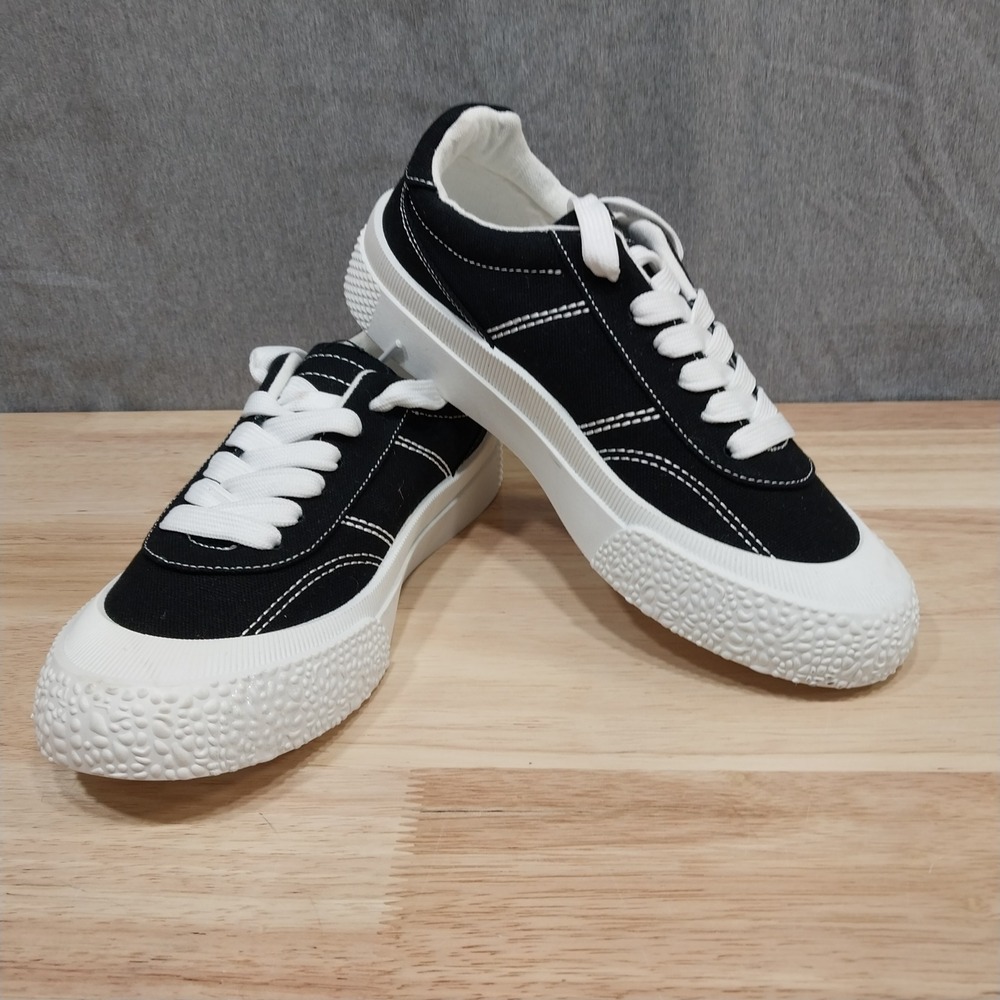 Aloha Island Womens Marsha Canvas Platform Sneakers 7M Black
